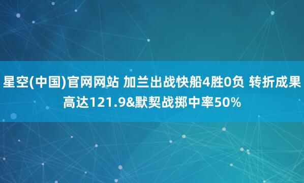 星空(中国)官网网站 加兰出战快船4胜0负 转折成果高达121.9&默契战掷中率50%