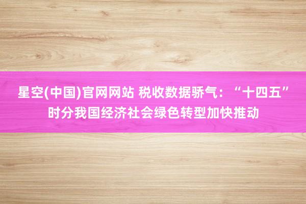 星空(中国)官网网站 税收数据骄气：“十四五”时分我国经济社会绿色转型加快推动