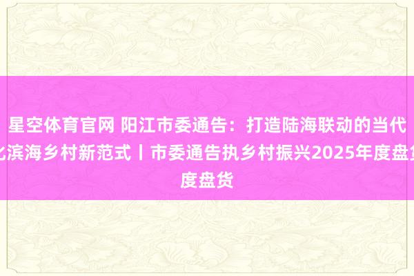 星空体育官网 阳江市委通告：打造陆海联动的当代化滨海乡村新范式丨市委通告执乡村振兴2025年度盘货