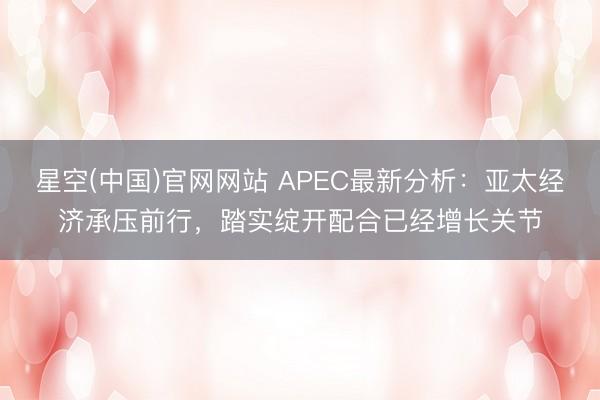 星空(中国)官网网站 APEC最新分析:亚太经济承压前行,踏实绽开配合已经增长关节
