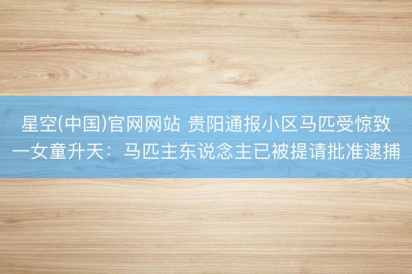 星空(中国)官网网站 贵阳通报小区马匹受惊致一女童升天:马匹主东说念主已被提请批准逮捕