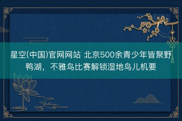 星空(中国)官网网站 北京500余青少年皆聚野鸭湖，不雅鸟比赛解锁湿地鸟儿机要